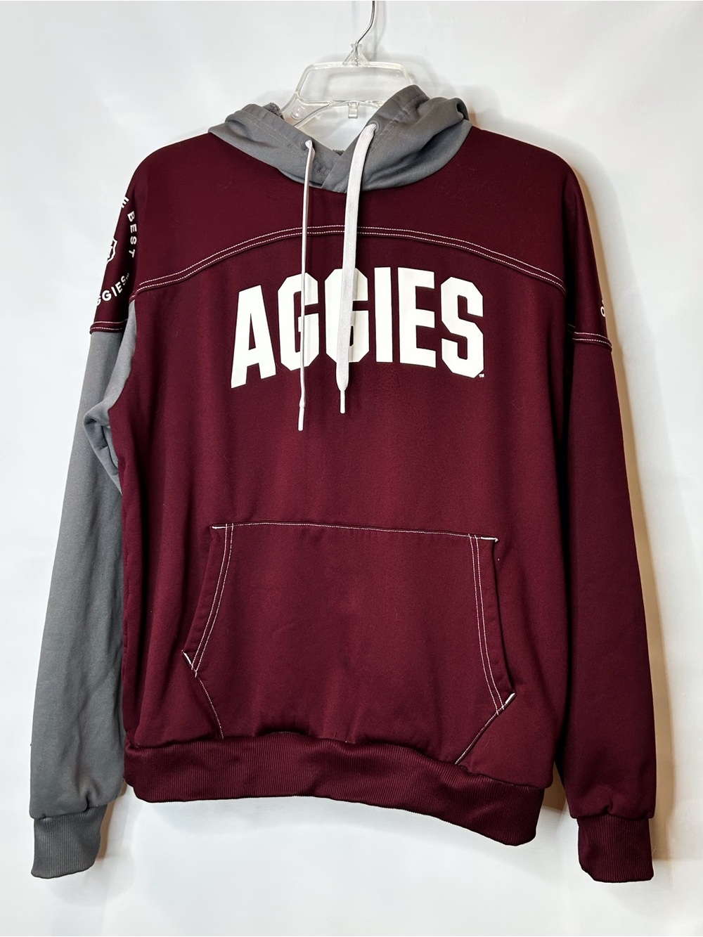 adidas Maroon and Gray Aggies Crewneck Hoodie